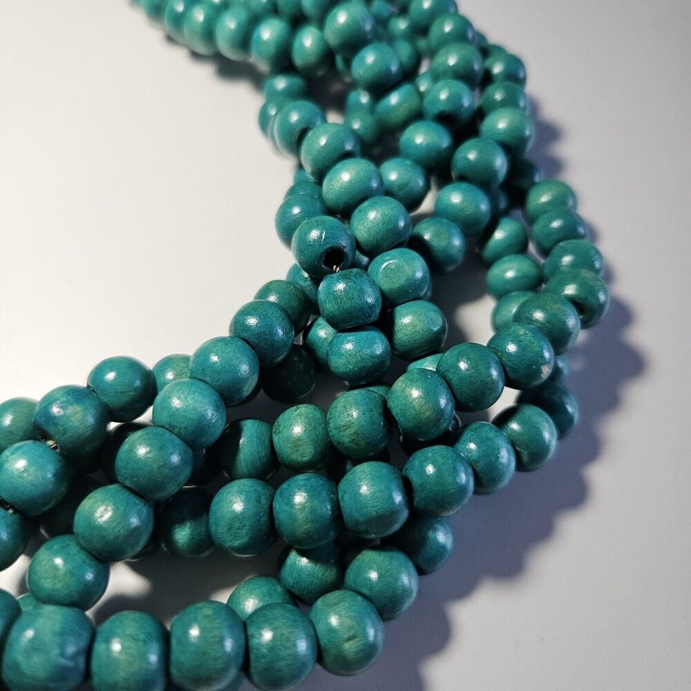 **Last Chance!! Final Sale** Turquoise Colored Wooden Braided Beaded 31.5" - Picture 10 of 13